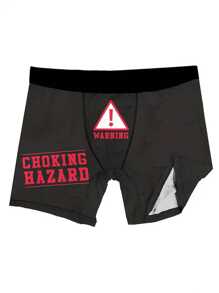 Men Letter Printed Boxing Shorts, Novelty & Interesting Boxing Shorts, Breathable & Comfortable & Elastic Underwear, Men Lingerie - Black - View 5