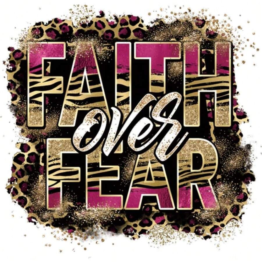 Faith Over Fear Iron On Patches For Clothing DIY, Heat Transfer Sticker For Clothes, T-Shirt Decoration - Multicolor - View 1