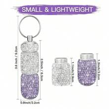 Portable Bling Keychain Storage Box 2 Compartments Small Travel Storage Case Pill Organizer Outdoor Rhinestone Waterproof Small Pill Holder With Keychain Cute Storage Box For Outdoor Camping Case