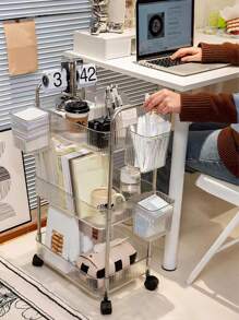 1pc Clear Acrylic Portable Trolley For Bathroom Gap Shelving, Living Room Snack Storage Rack, Multi-Layer Mobile Cosmetic Storage Rack Outdoor Decor