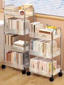 1pc Clear Acrylic Portable Trolley For Bathroom Gap Shelving, Living Room Snack Storage Rack, Multi-Layer Mobile Cosmetic Storage Rack Outdoor Decor