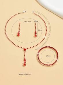 4pcs Gold-Toned Party-Inspired Fashionable Simple Popular Jewelry Set, Including Necklace, Earrings, Bracelet,  For Cross-Border Wedding Accessories - Multicolor - View 6