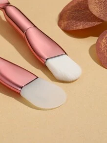 2pcs Facial Mask Brush Dual Head Silicone And Soft Hair Skin Care Brush Mud Film Brush With Spoon Beauty Products Facial Brush Tool Mask Knife Double Head Silicone Mask Brush Mud Film Apply Face Homemade Soft Film Tool Special Brush