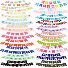 1set Gold Foil Happy Birthday Banner, Birthday Party Decorations, Triangle Flag Bunting For Party Props And Supplies,Christmas