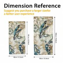 1入復古海洋風格250gsm超細纖維沙灘巾，世界地圖和海龜設計，藏青色無砂輕便快干薄吸水沐浴巾，游泳池露營沙灘配件適合成人兒童旅行度假禮物 - 墨綠色 - 查看 3