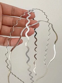 1 pieza Aro metálico ondulado para el cabello, diadema de mujer simple y versátil para lavarse la cara, diadema de metal sólido para maquillaje, máscara, diadema, diadema, aro para el cabello