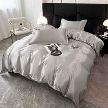 Juego de 3 piezas de funda nórdica minimalista de seda lavada, 1 funda nórdica + 2 fundas de almohada, suave y cómodo, fresco pero no helado, sedoso y liso, adecuado para dormir sin ropa, fresco y transpirable, lavable a máquina, adecuado para dormitorio principal, habitación de invitados, dormitorio, todas las estaciones
