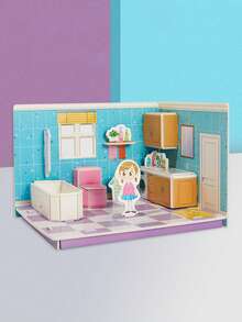 1套DIY 3D拼圖模型房屋建築拼圖教育玩具創意禮物給女孩 - 豪華房子拼圖 - 查看 3