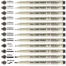 6/9/12支漫畫筆針筆藝術手繪勾線筆素描筆文具組合藝術用品學生學校用品 - 黑色 - 查看 2