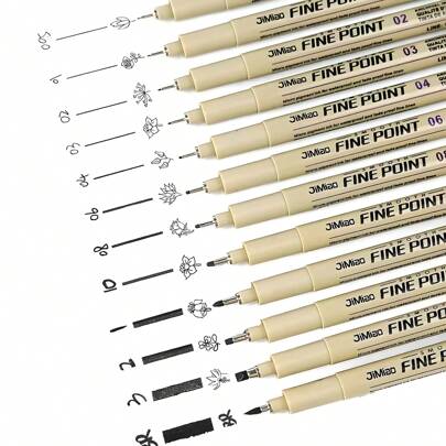 6/9/12Pcs Manga Markers Needle Pen Art Hand-Painted Hook Line Pen Sketch Pens Stationery Set Art Supplies Student School Supplies Back To School