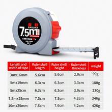 高精度加厚钢卷尺配色卷尺3/5/7.5/10米防摔耐磨防割手工测量工具 - 灰+白+紅 - 查看 8