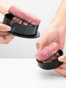 Pressa per hamburger e polpette in plastica rotonda per la modellazione di polpette di carne multipurpose - nero - Visualizzare 3