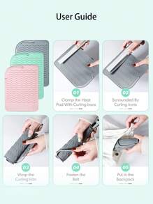1 pieza Estera de silicona resistente al calor para vara rizadora del cabello, plancha y rizador de cabello portátil, almohadilla de silicona antideslizante para almacenamiento, herramienta de peinado para cabello ondulado, almohadilla de silicona para cicatrices, accesorios y productos para el cabello, esenciales de viaje para peluquería y salón de belleza