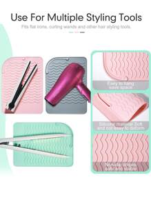 1 pieza Estera de silicona resistente al calor para vara rizadora del cabello, plancha y rizador de cabello portátil, almohadilla de silicona antideslizante para almacenamiento, herramienta de peinado para cabello ondulado, almohadilla de silicona para cicatrices, accesorios y productos para el cabello, esenciales de viaje para peluquería y salón de belleza