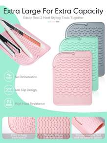 1 pieza Estera de silicona resistente al calor para vara rizadora del cabello, plancha y rizador de cabello portátil, almohadilla de silicona antideslizante para almacenamiento, herramienta de peinado para cabello ondulado, almohadilla de silicona para cicatrices, accesorios y productos para el cabello, esenciales de viaje para peluquería y salón de belleza