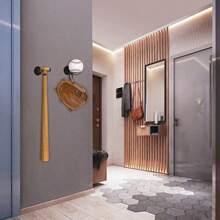 掛牆式棒球棒和高爾夫球具展示架 - 黑色 - 查看 5