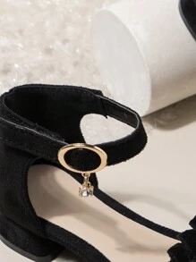 Kids' Black High Heel Sandals For Girls, Spring/Summer New Design, Thick Heel, Youth/Young Children Size, Performance Shoes - Black - View 11