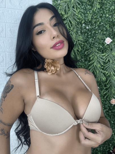 Sutiã Nadador Fecho Frontal Com Bojo e Alças Reguláveis Bege