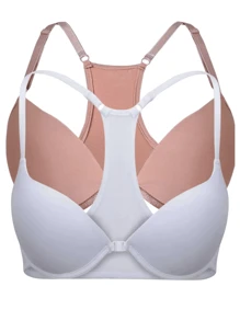 Kit 2 Sutiã Nadador Fecho Frontal Com Bojo e Alças Reguláveis Regata