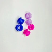 隨機6對/組底高12mm圓邊硅膠耳擴展套件，朋克風格男女通用穿孔飾品，純色，適合日常或節日佩戴 - 圓邊款 - 查看 6