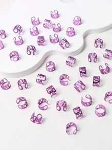 40个金色编织发圈，适合女性/女孩，时尚头饰，适合街头风、嘻哈风、朋克风、Y2K风和编发造型，发夹，学生用品，发饰，女士发饰，发卡 - 紫色 - 查看 3
