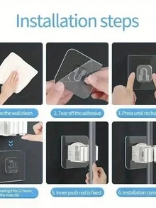 1入組免打孔拖把掛架，浴室掃帚掛，自粘掛鉤，掃地機掛架，夾式拖把夾 - 灰色 - 查看 3