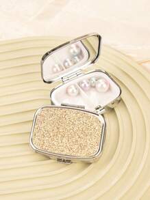 GLITZER-LEDER-ORGANIZER-BOX: Glänzendes Design, tragbare Organizer-Box mit 2 Fächern, kann auch als Schmuckorganizer und Schminkspiegel verwendet werden. Das perfekte Geschenk für Geliebte, geeignet für Mütter, Tanten, Großmütter, Töchter, Nichten, Schwestern, Bräute, Brautjungfern und mehr. Ideal für Feiertage, Geburtstage, Hochzeiten, Muttertag und Valentinstag