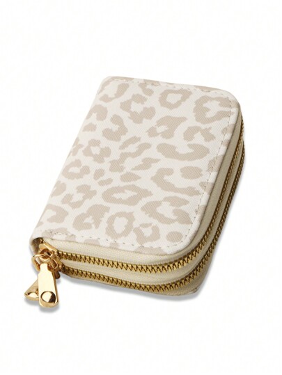 Fashion Print Pattern Wallet Card Bag Lightweight And Fashionable Elegant Short Wallet Card Bag PU Double Zipper Pattern Lightweight And Portable Large Capacity Storage RFID Blocking Card ID Card Small Wallet Change Pocket Pocket Wallet Gift For Couple Birthday Gift For Girls And Students Leopard Card Holder Card Holder Wallet Business Card Holder Credit Card Holder Card Holder Women For Women Wallet Mini Wallet Purse Wallet Card Wallet
