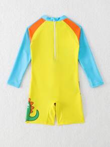 Traje de baño de una sola pieza con mangas largas para niño joven con dibujos animados lindos - Multicolor - Ver 6