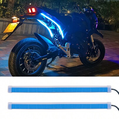 شريط ضوء دورة شريط إشارة أزرق جليد تحول إلى أصفر أضواء LED للدراجات النارية ضوء يعمل نهارًا تحويل جريان المسح التلقائي للضوء الخلفي المرن العالمي أضواء الدراجات النارية الملحقات