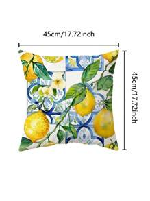 1 housse de coussin à motif de citron aquarelle (sans oreiller) couverture de coussin décorative imprimée d'un côté douce et confortable, convient pour la chambre à coucher, le salon