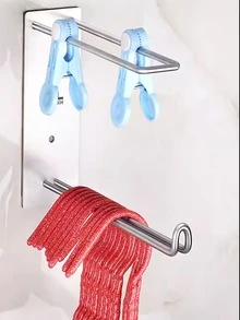 1 Pc Hanger Organizer,Clothes Hanger Storage Rack,Wall Mount Hanger Holder For Laundry Room,Silver - Silver - View 1