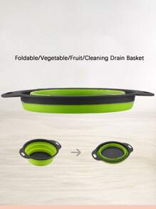 1pc Large/Small Foldable Strainer, Foldable And Space-Saving Kitchen Gadget, Suitable For Cleaning And Quick Drainage Of Vegetables And Fruits In Kitchen Or Restaurant - Green - View 12
