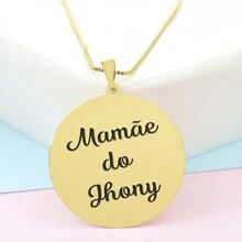 Gargantilha Pingente Redondo Personalizado Mamãe do Jhony Banhado Ouro 18K - 999011058