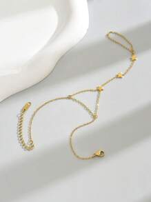 1入組原創小星星反手不鏽鋼手鍊，適合女性日常佩戴 - 金黃色 - 查看 2