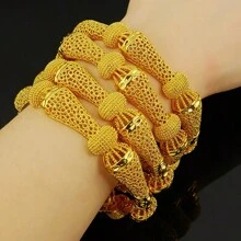 1/2/4pcs Dubai Women Bracelet Gold Bracelet Saudi Arabia Bracelet Wedding Bride Jewelry African Birthday Gift