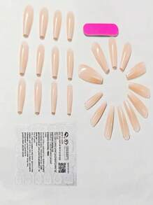 24pcs Simple White Color Gradient Tie Dye Ballet Wear Nail Art Stickers + Jelly Gel + Nail File Press On Nails Supplies