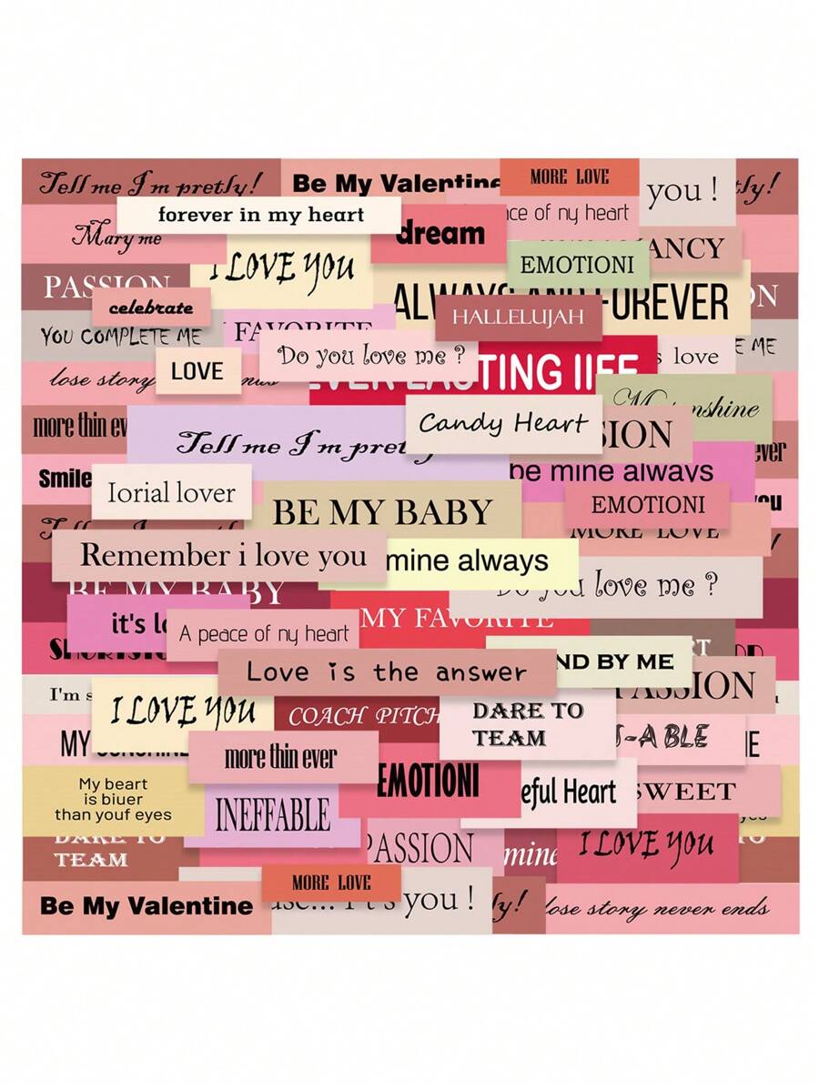 3 Stücke romantische Valentinstagstext Aufkleber, geeignet für Paare Geschenkverpackung, Kartenherstellung und andere Anlässe, um eine warme Atmosphäre zu schaffen. Geeignet für Fotoalben, Tagebücher, Tassen, Laptops, Mobiltelefone, Scrapbooks