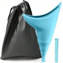 Portable Reusable Urinal Funnel With Extension Tube Urinal Standing Up To Pee Funnel For Camping,Hiking Female Urination Device Female Silicone Urinal - Blue - View 1