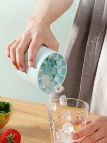 1pc Silicone Ice Cube Tray With Lid, Cylindrical IceCube Mold Making 60 Ice Cubes, Easy ReleaseSqueezable Mini Ice Cube Cup, Stackable Ice Tray - Blue - View 5