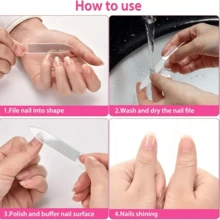 4 chiếc giũa đánh bóng móng tay bằng thủy tinh Nano, dải chà nhám, dải đánh bóng giũa móng tay, dụng cụ làm móng tay chân - Màu trong suốt - Xem 4