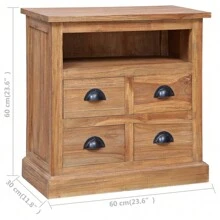 Side Cabinet Storage Cabinet 23.6"X11.8"X23.6" Solid Teak