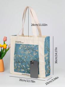 Almond Blossom Van Gogh Oil Painting Art Canvas Tote Bag For Women Girl Reusable Tote Bag Foldable Large Capacity Leisure Shopping Bag Back To School,Teachers Gift Ideal Gift,Thank You Gift Idea,Appreciation Gifts,Monogrammed Gifts Bag,Reusable,Teacher Bag,Holiday Shop Bag Educator,Mom Ideal Brides Maid Gifts