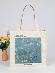 Almond Blossom Van Gogh Oil Painting Art Canvas Tote Bag For Women Girl Reusable Tote Bag Foldable Large Capacity Leisure Shopping Bag Back To School,Teachers Gift Ideal Gift,Thank You Gift Idea,Appreciation Gifts,Monogrammed Gifts Bag,Reusable,Teacher Bag,Holiday Shop Bag Educator,Mom Ideal Brides Maid Gifts