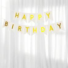 1set Gold Foil Happy Birthday Banner, Birthday Party Decorations, Triangle Flag Bunting For Party Props And Supplies,Christmas