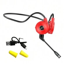 Auriculares corrientes estéreo verdaderos de la conducción ósea del oído abierto que conducen en bicicleta con el micrófono - Rojo - Ver 2