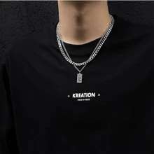 1pc Retro Titanium Steel Pendant Chain Men Unique Design Double Layer Hip-Hop Necklace Hoodie Chain Accessory Skull Skeleton - Silver - View 1