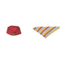 Accesorios para niños de conjunto de azafata de vuelo. Incluye sombrero de aeromoza para niñas, para disfraces de Halloween y cosplay de carrera - Rojo - Ver 5