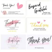 30Pcs White Minimalist Thank You Cards, Copperplate Paper Business Card, Gift Packaging Decorative Card With English Thank You - B-11 - View 2