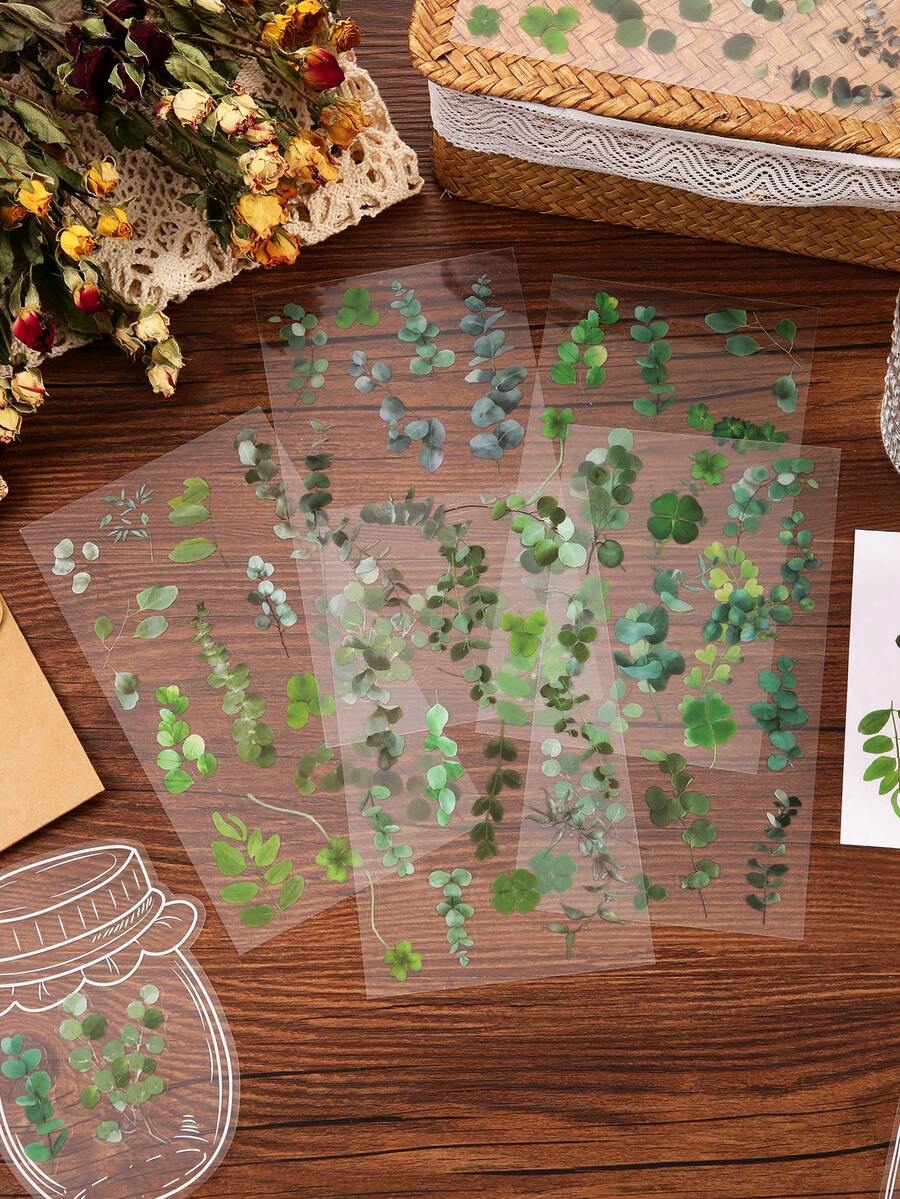 6入組/包防水Eucalyptus主題剪貼簿貼紙，帶預裁膜 - 彩色 - 查看 1